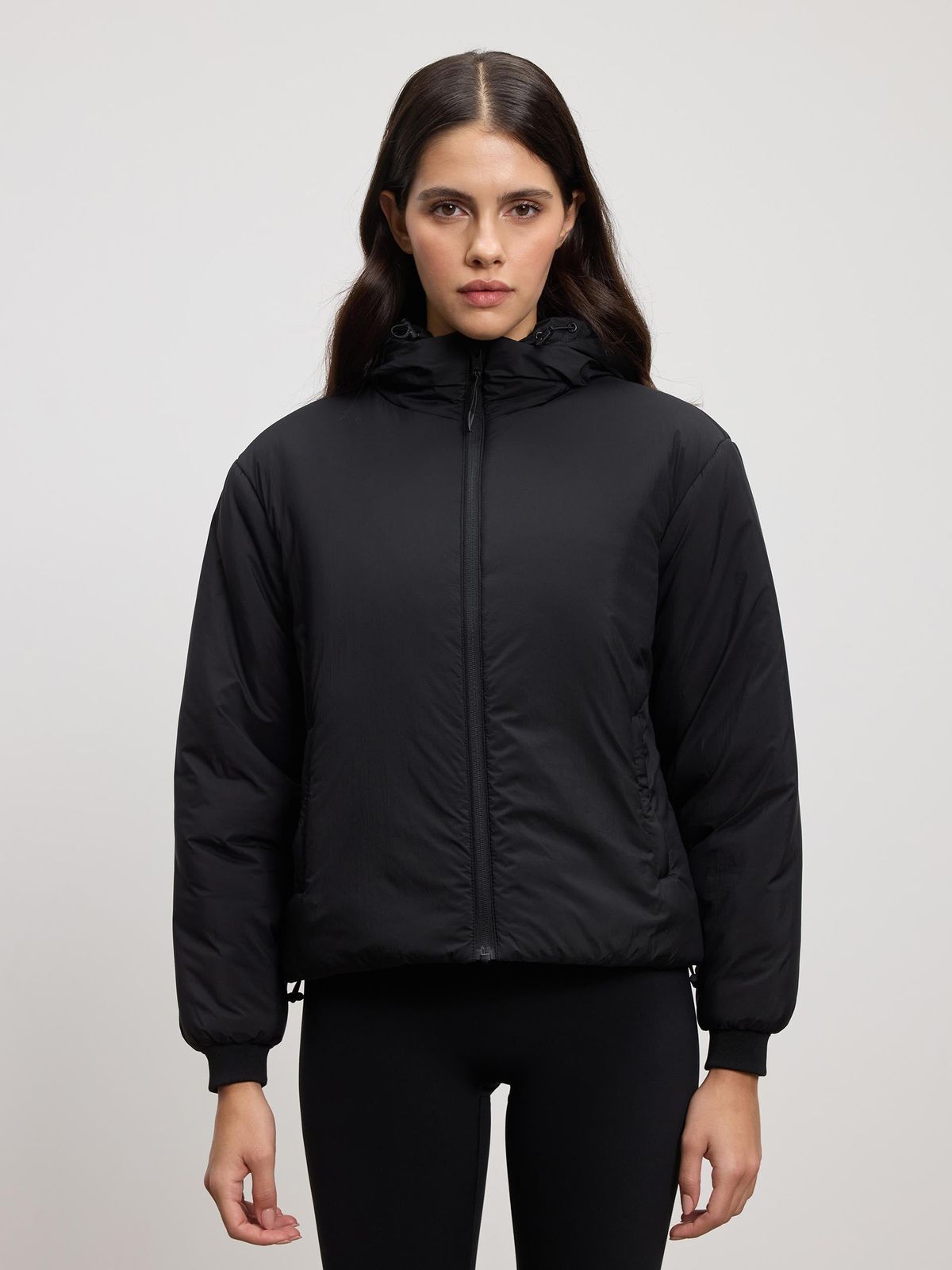 Womens Puffer Windbreaker in Black