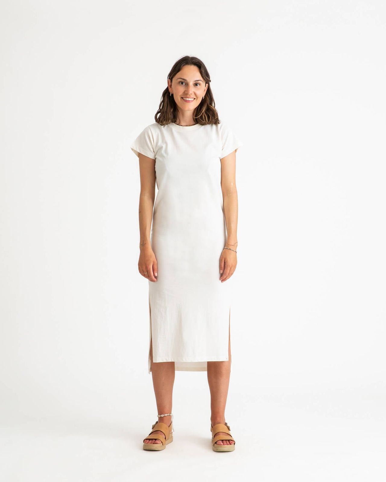 Organic Cotton Tee Dress | Chalk