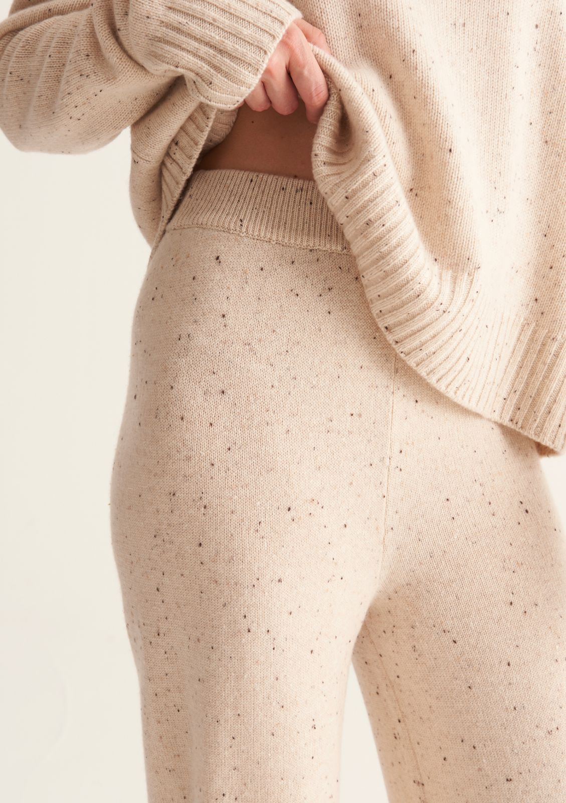 Donegal Knit Trousers in Marble White