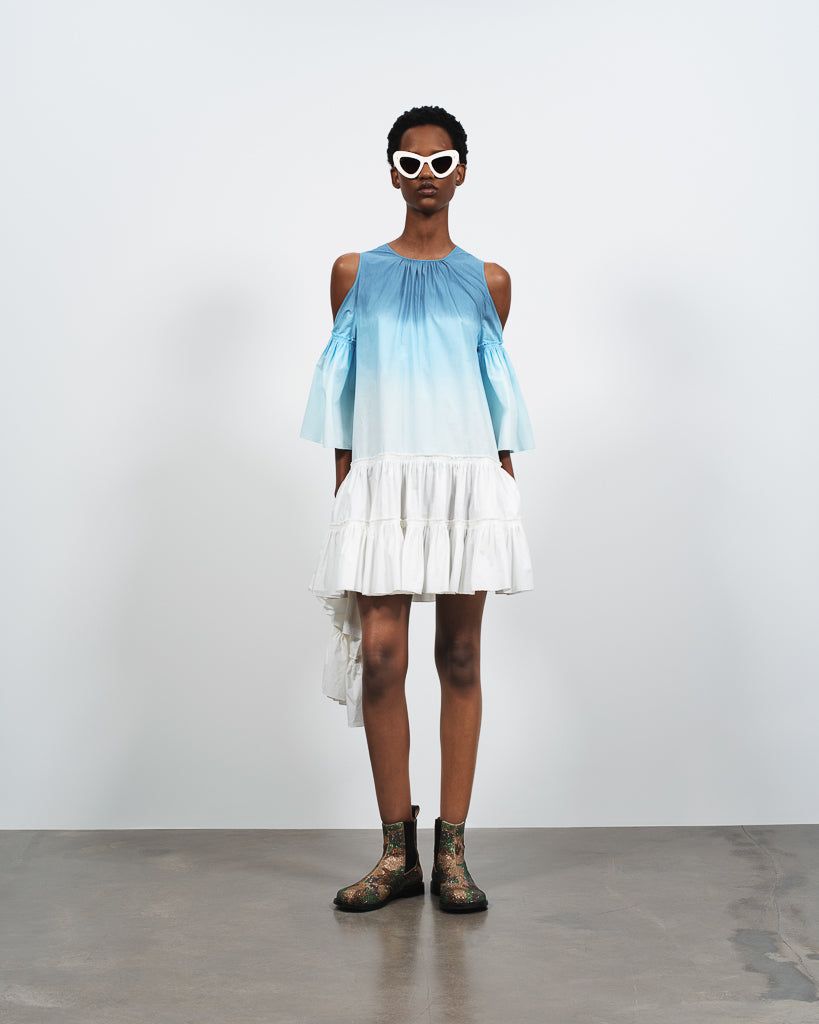 CL_DIP DYE RUFFLE DRESS - WHITE/BLUE_DR0528PG1906