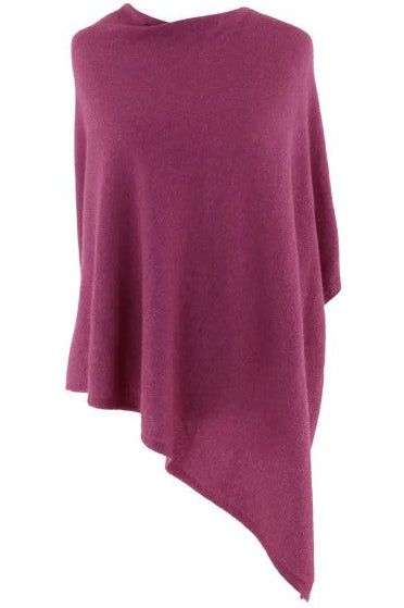 Magenta Cashmere And Wool Poncho