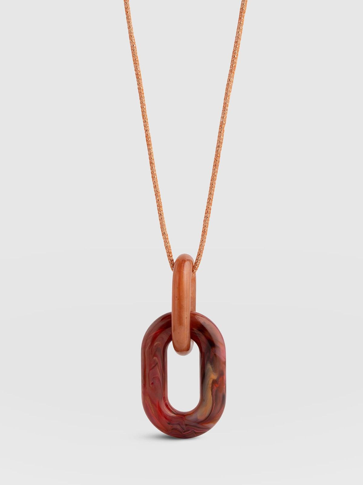 Oval Pendant Necklace - Red/Peach