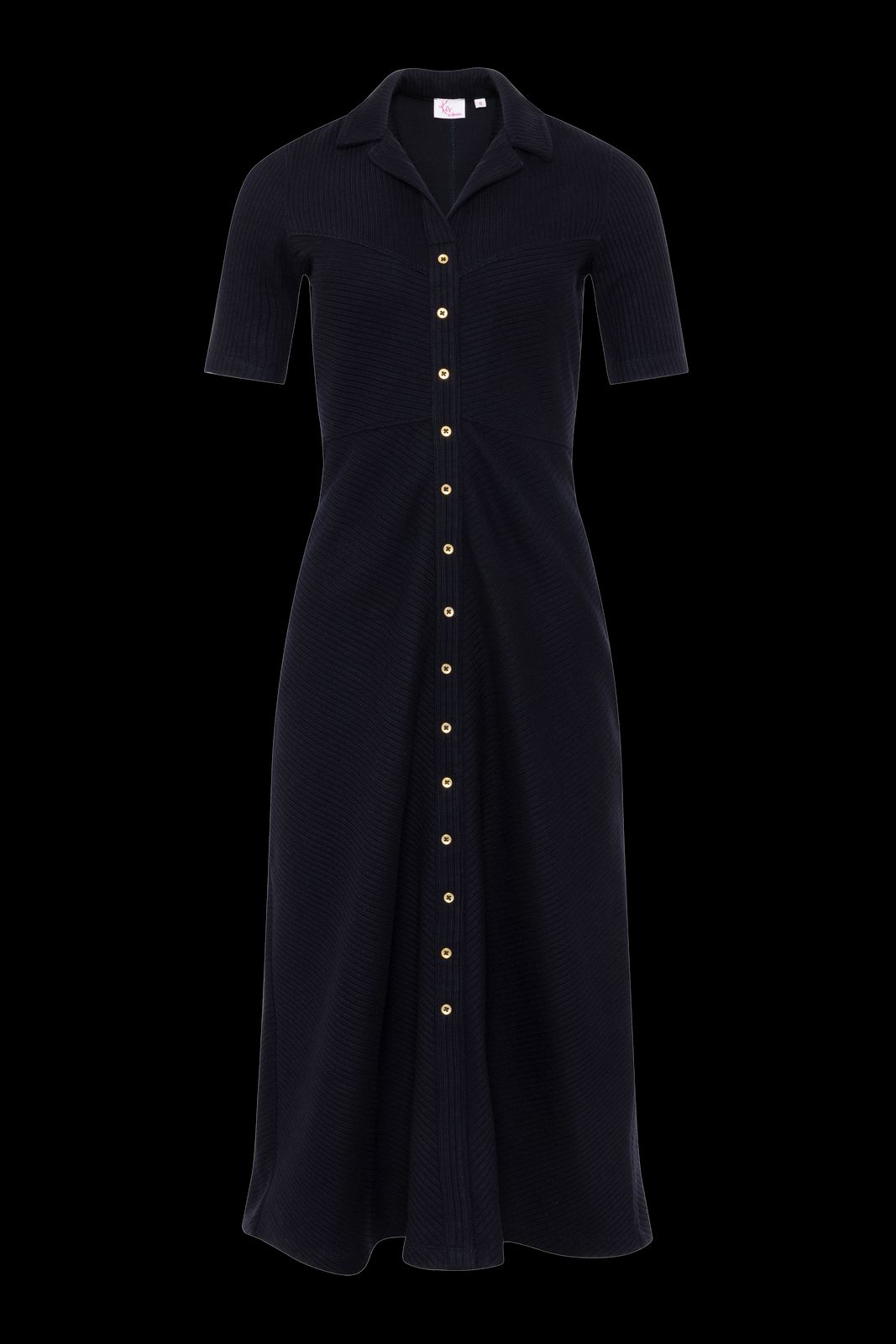 The Kōr Organic Cotton Ribbed Knit Shirt Dress in Black