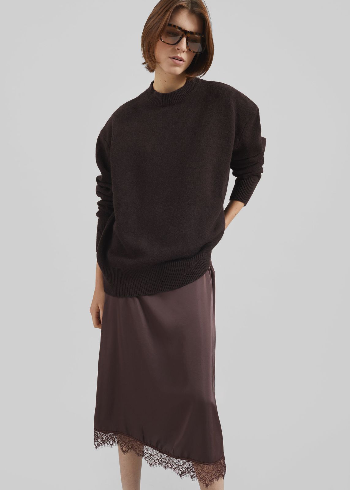 Rafaela Padded Knit Sweater - Dark Brown