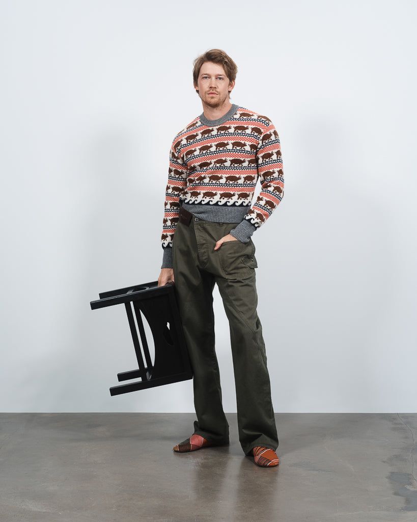 MENS FAIRISLE 'PIG' JUMPER IN RED