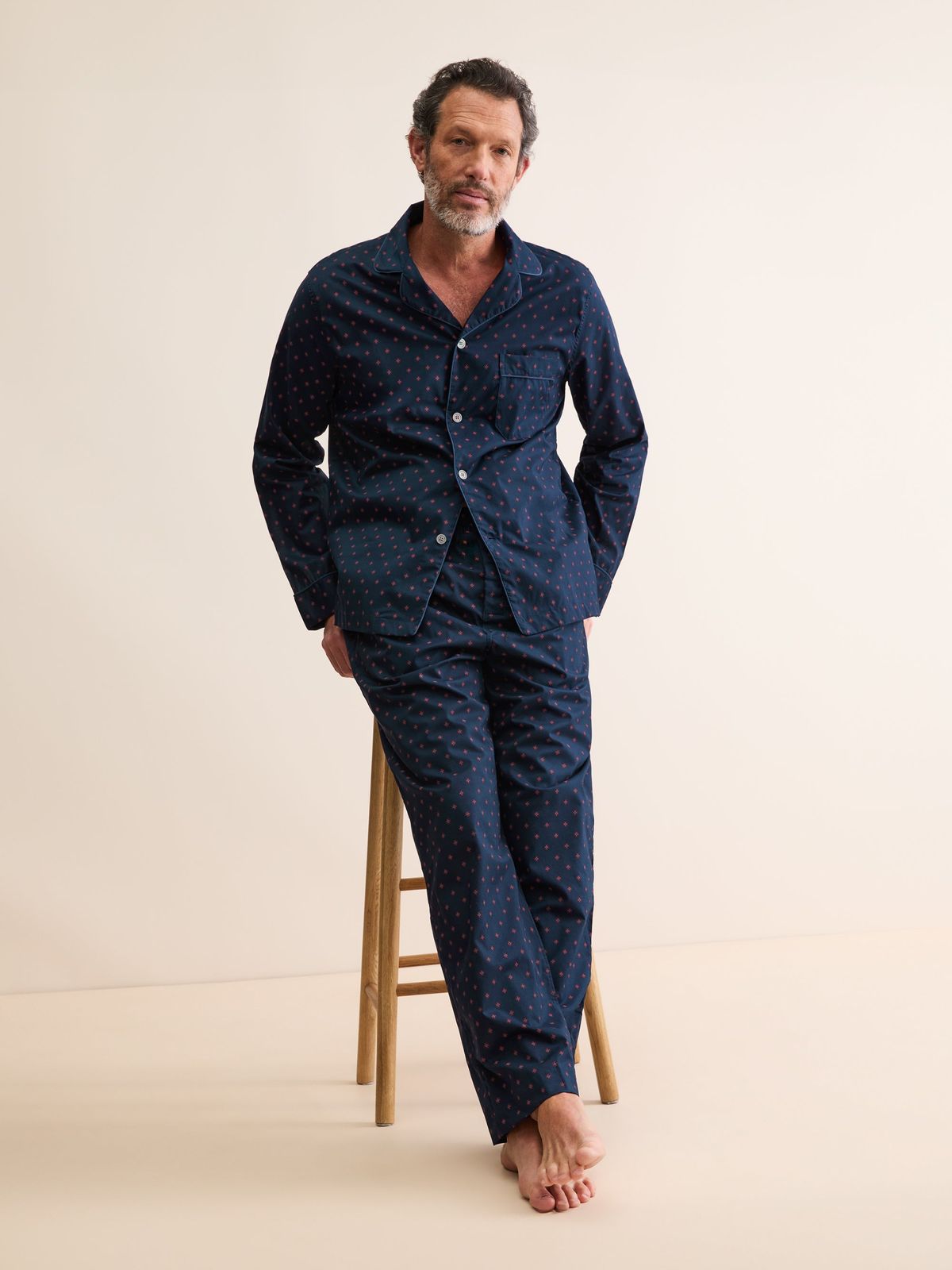 Nelson Cotton Batiste Pyjamas Navy Blue Rose Star