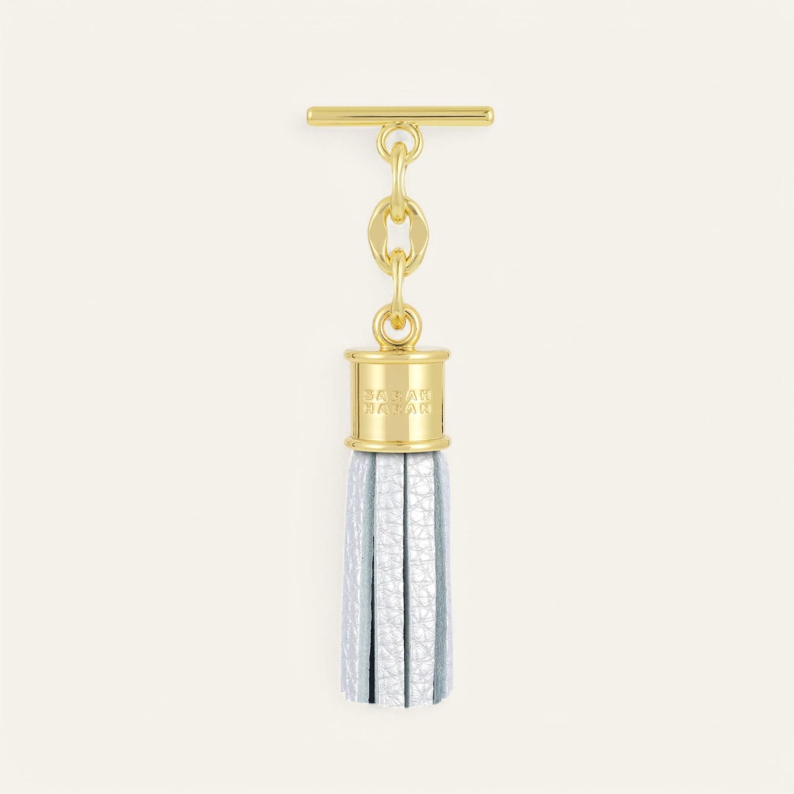 Capsule Tassel Mini | Soft Metallic Silver with Gold hardware