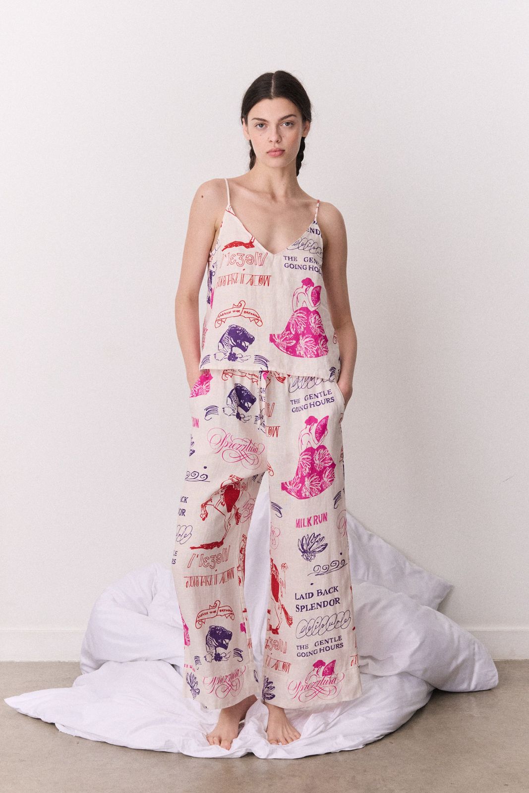 Cami & Wide Leg Sprezzatura Linen Multi
