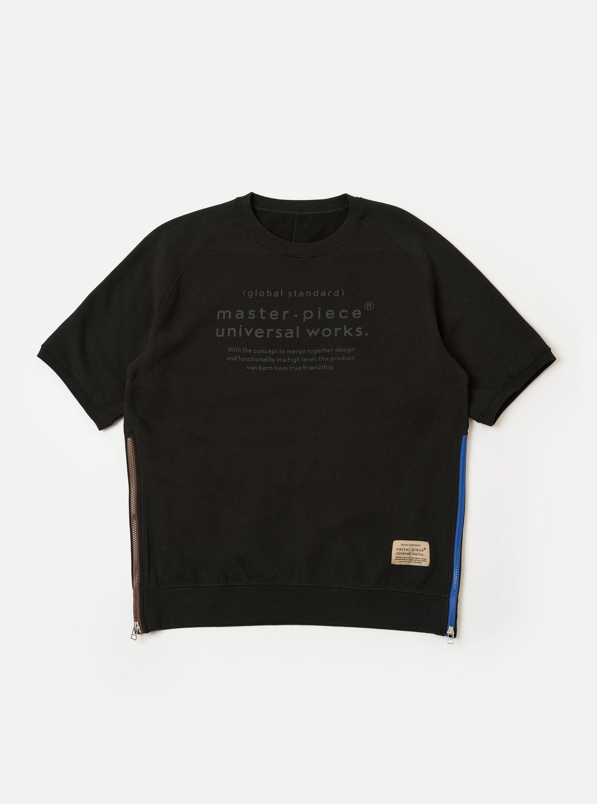 master-piece x Universal Works Black Brush Back Sweat S/S Billy Sweat