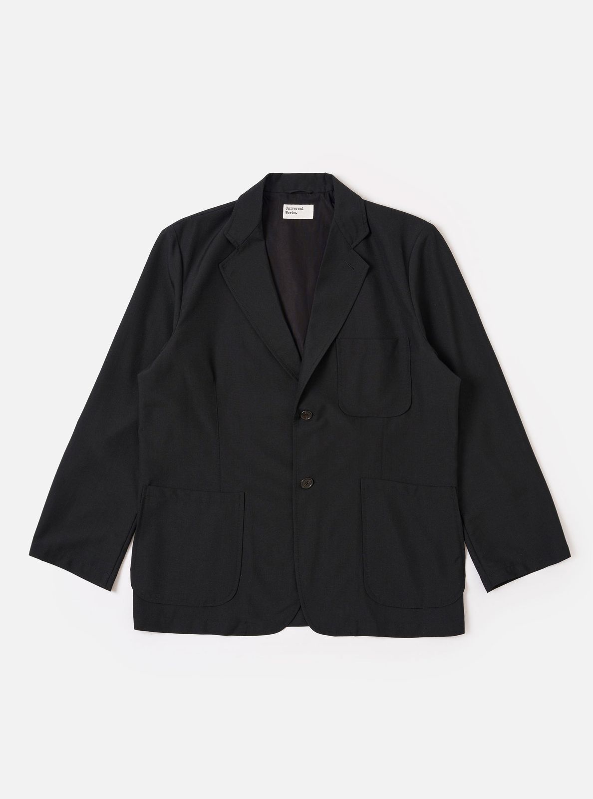 Black Tropical Suiting Two Button Jacket