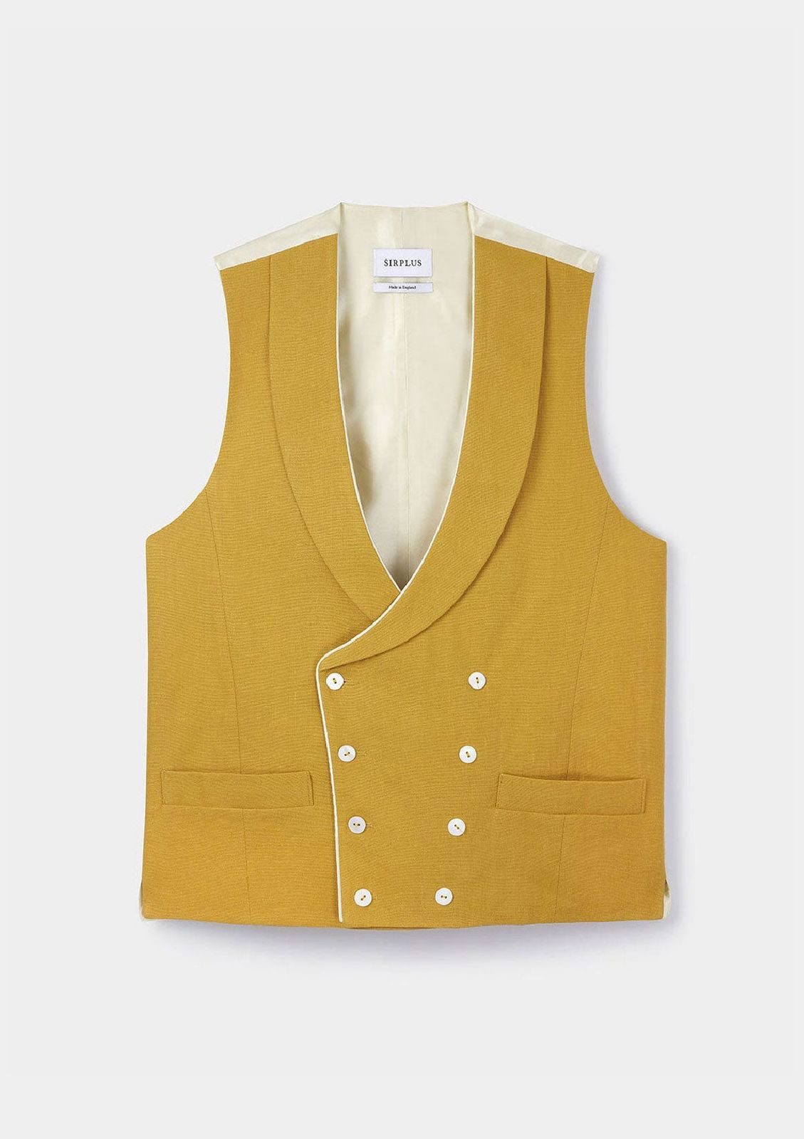 Mustard Shawl Lapel Double-Breasted Waistcoat