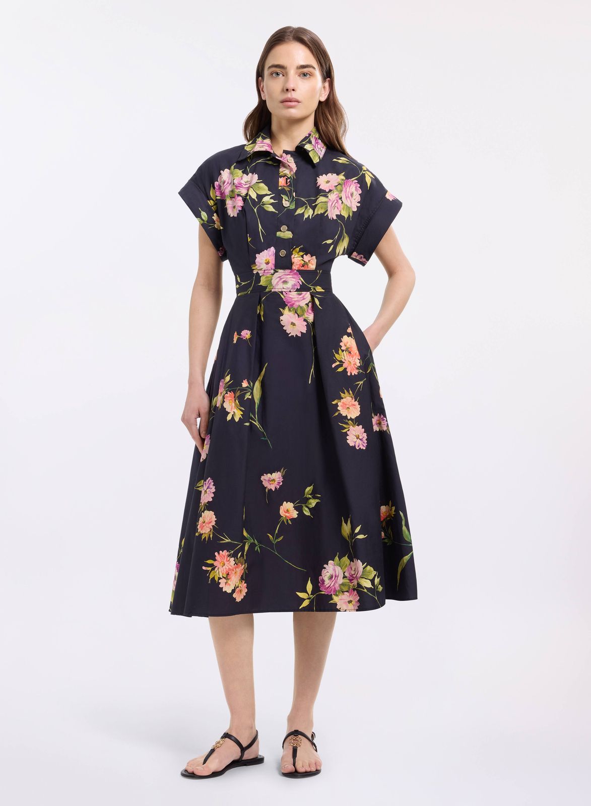 Printed Cotton Midi Dress