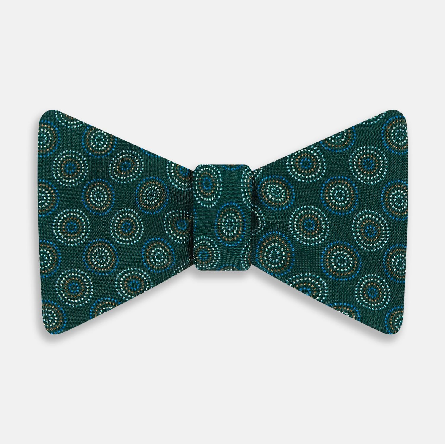 FOREST GREEN AND WHITE CIRCLE BOW TIE