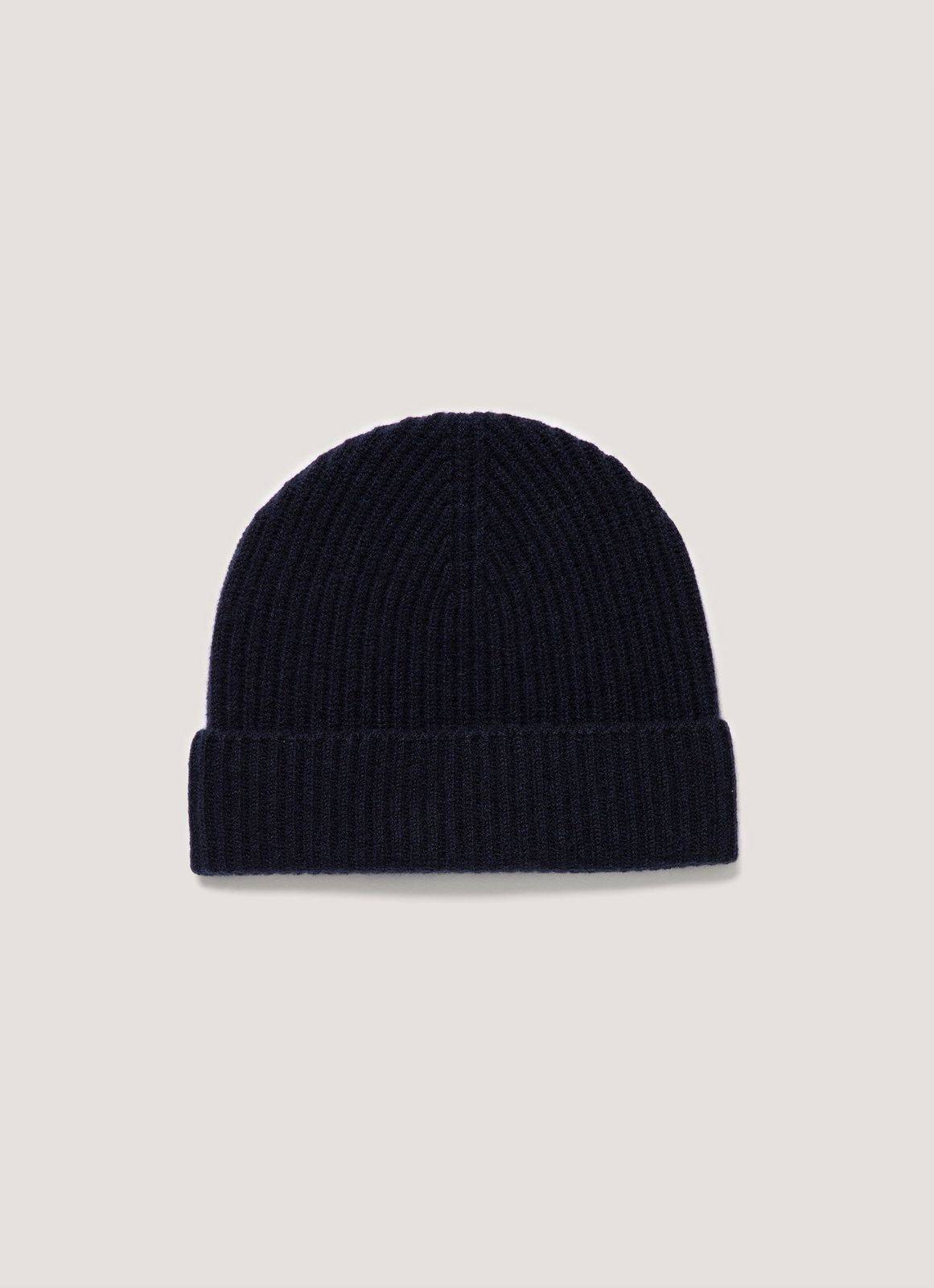 Cashmere Ribbed Hat in Navy
