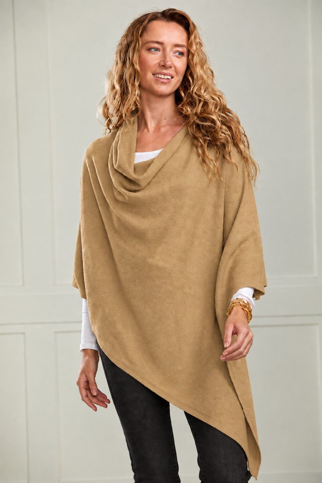 Camel Cashmere Blend Poncho