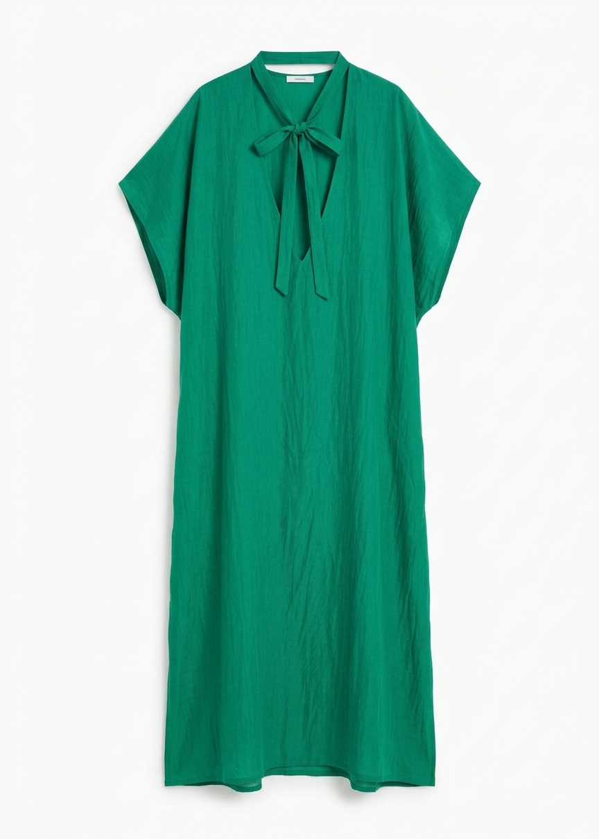 Ostuni Sheer Silk Kaftan Dress - Emerald