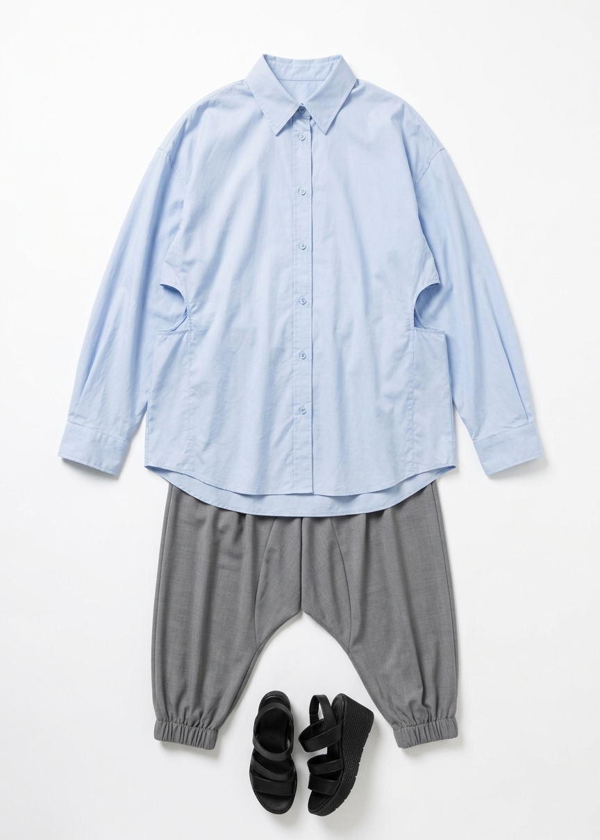 Revel Poplin Oversized Shirt - Sky Blue