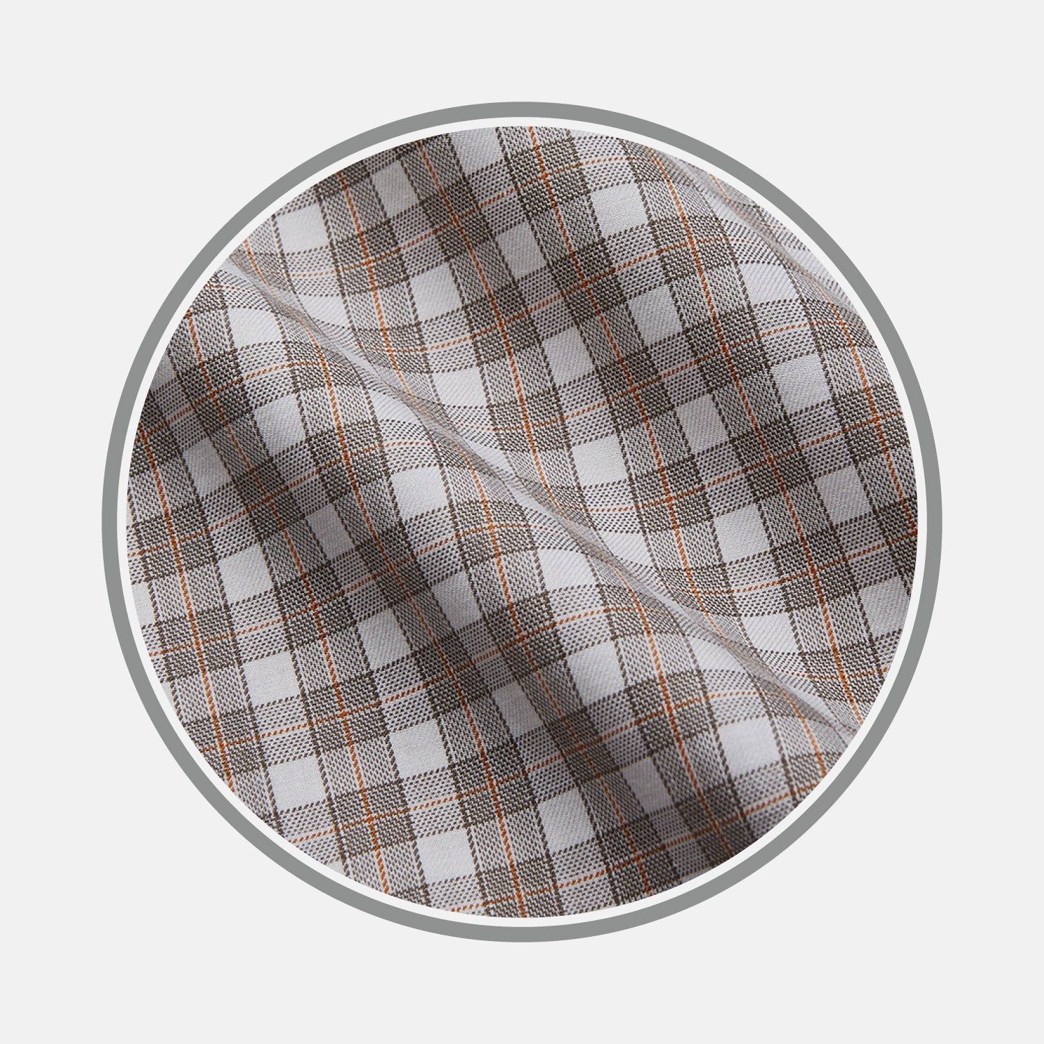 Grey and Peach Multi Check Cashmerello Fabric