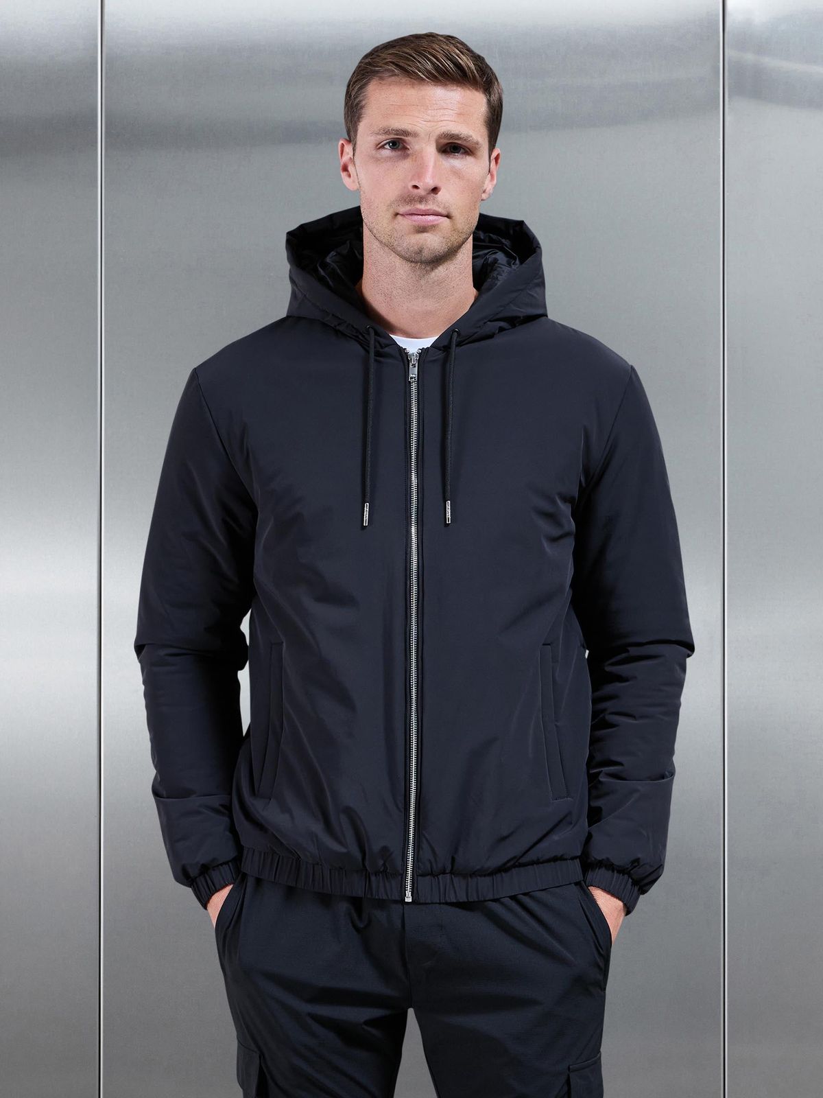 Shell Padded Windbreaker in Black