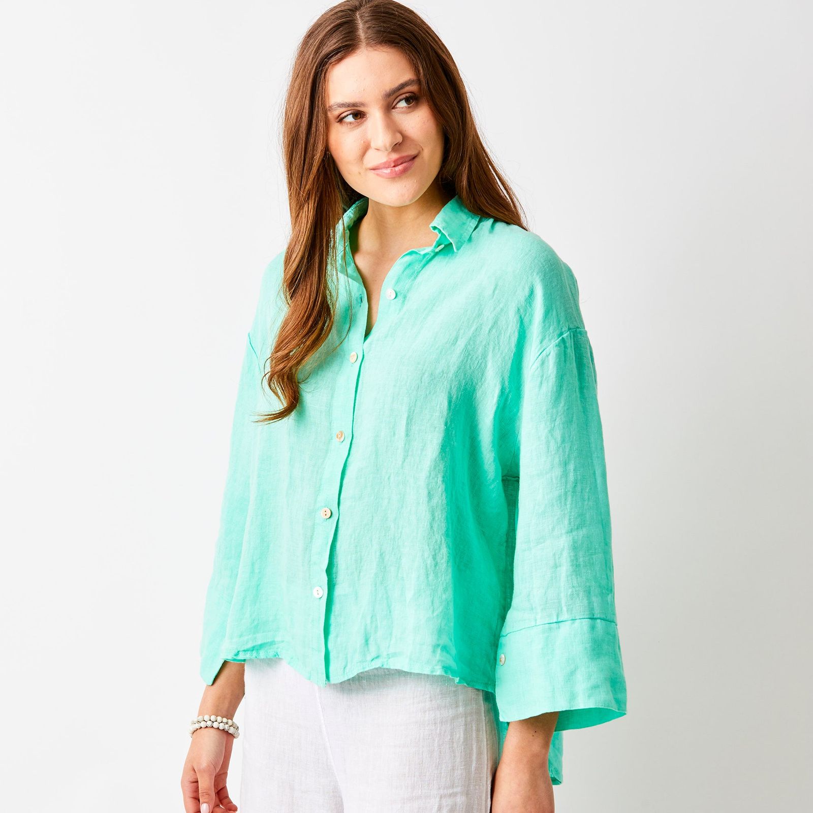 Lago Hi Lo Linen Shirt With Wide Sleeves