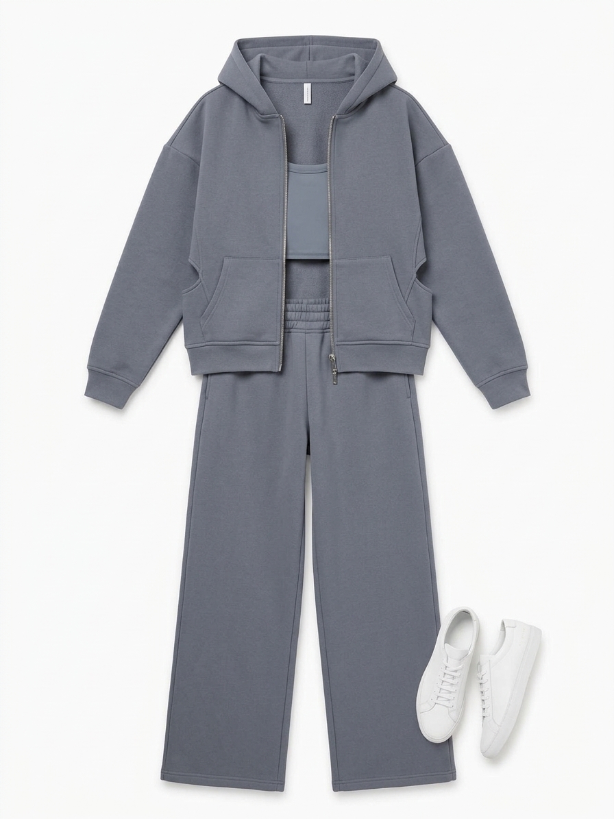Womens Relaxed Zip Hoodie In Dove Blue