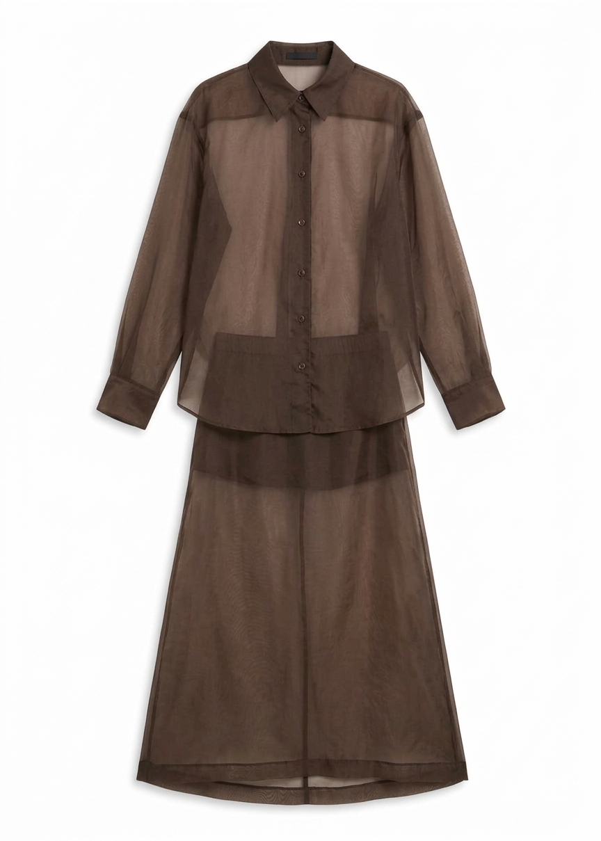 Peri Sheer Shirt - Brown