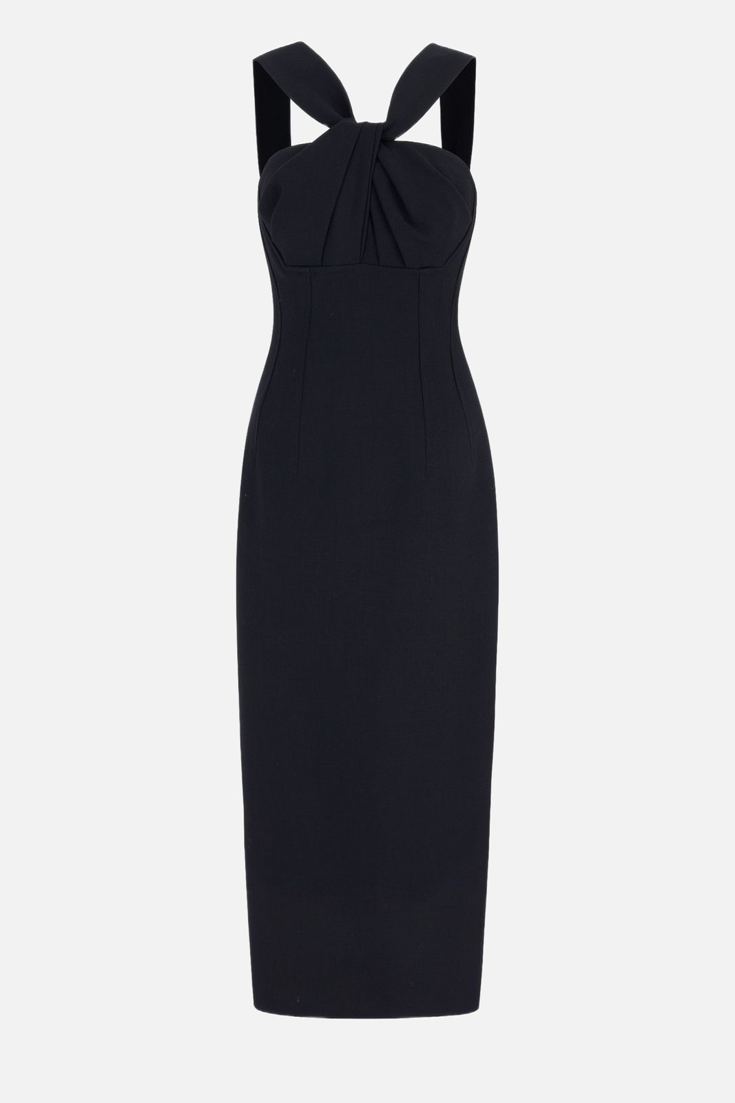Lucciene Dress in Black Birdseye Suiting