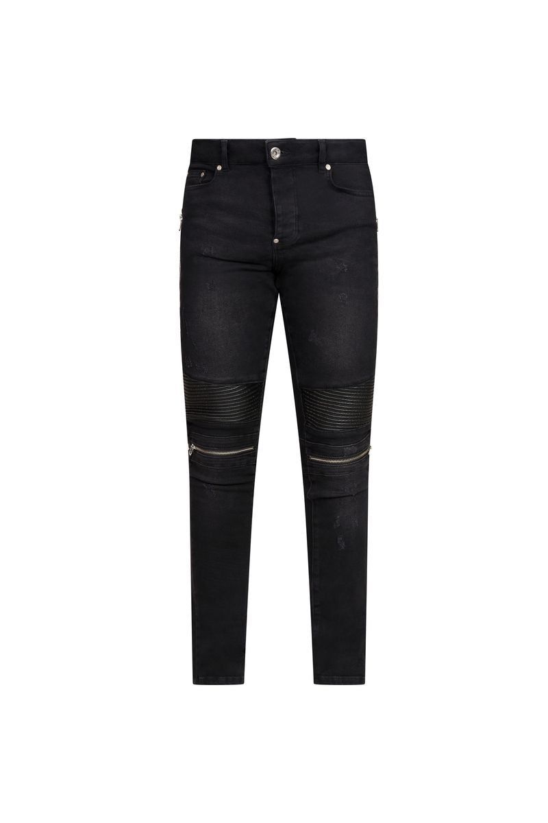 Ovy Noir Zip Moto Stretch Denim