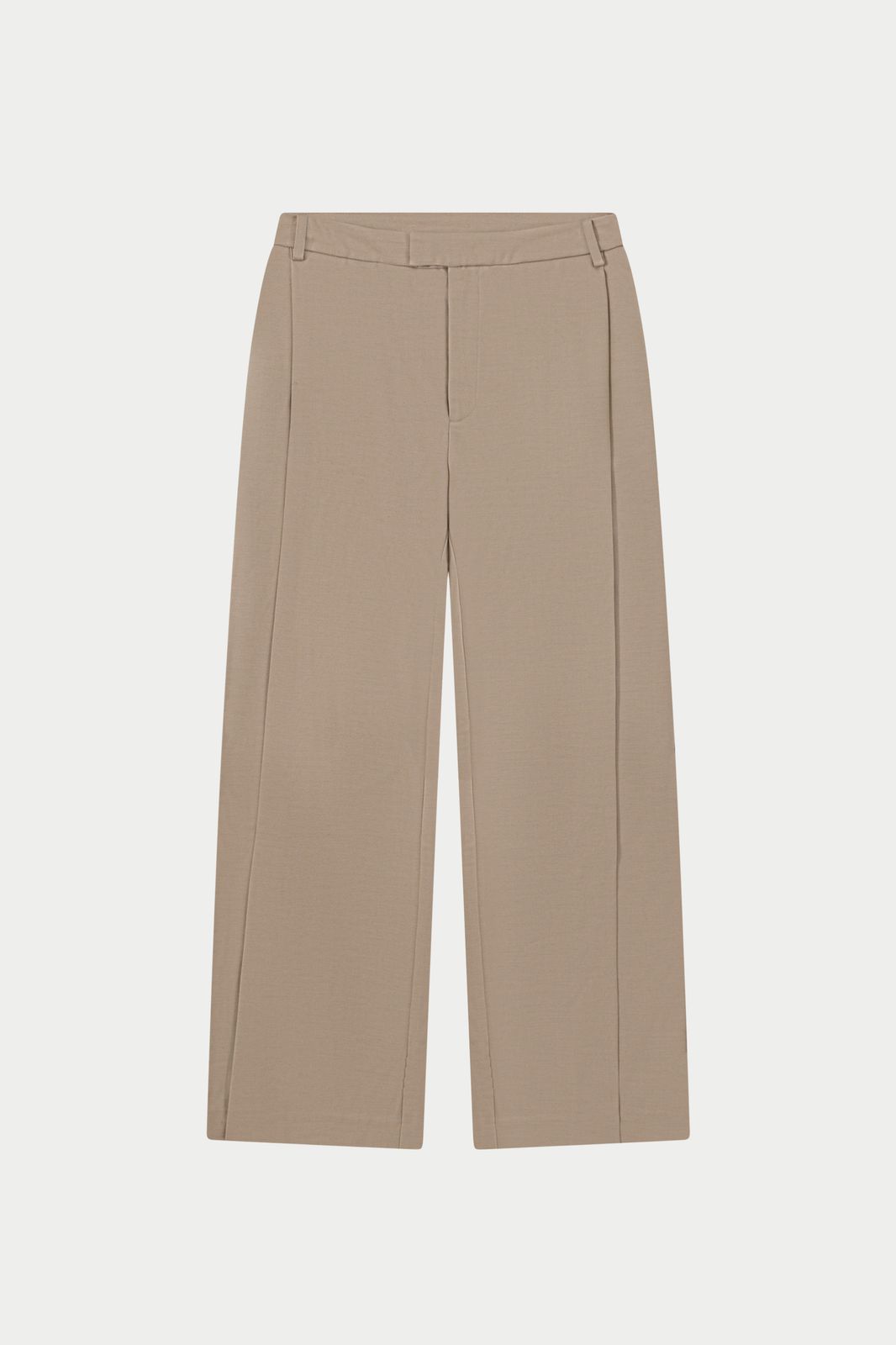 SIDE PLEAT WIDE LEG TAILORED TROUSERS - BEIGE