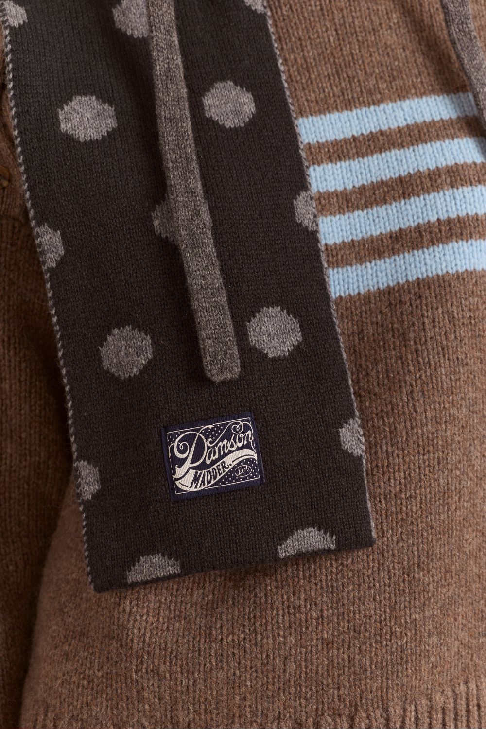Merino Wool Reversible Scarf - Grey Spot