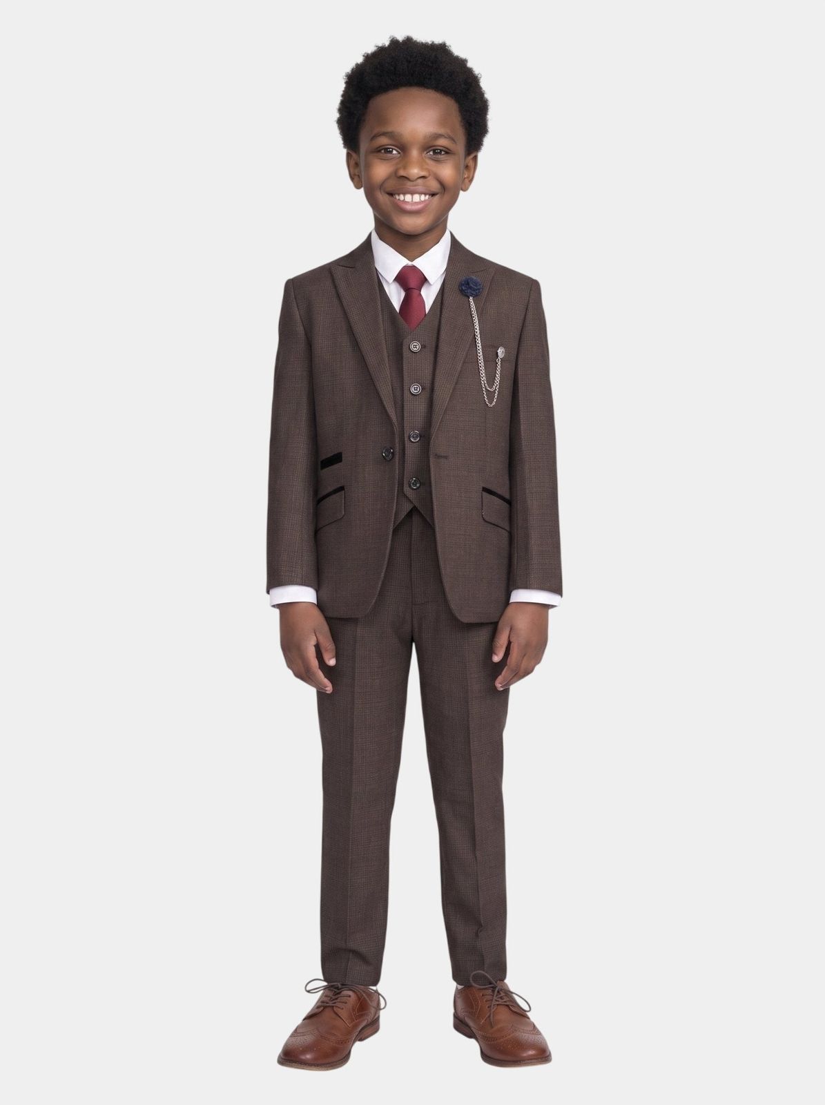 Boys Caridi Brown Three Piece Suit