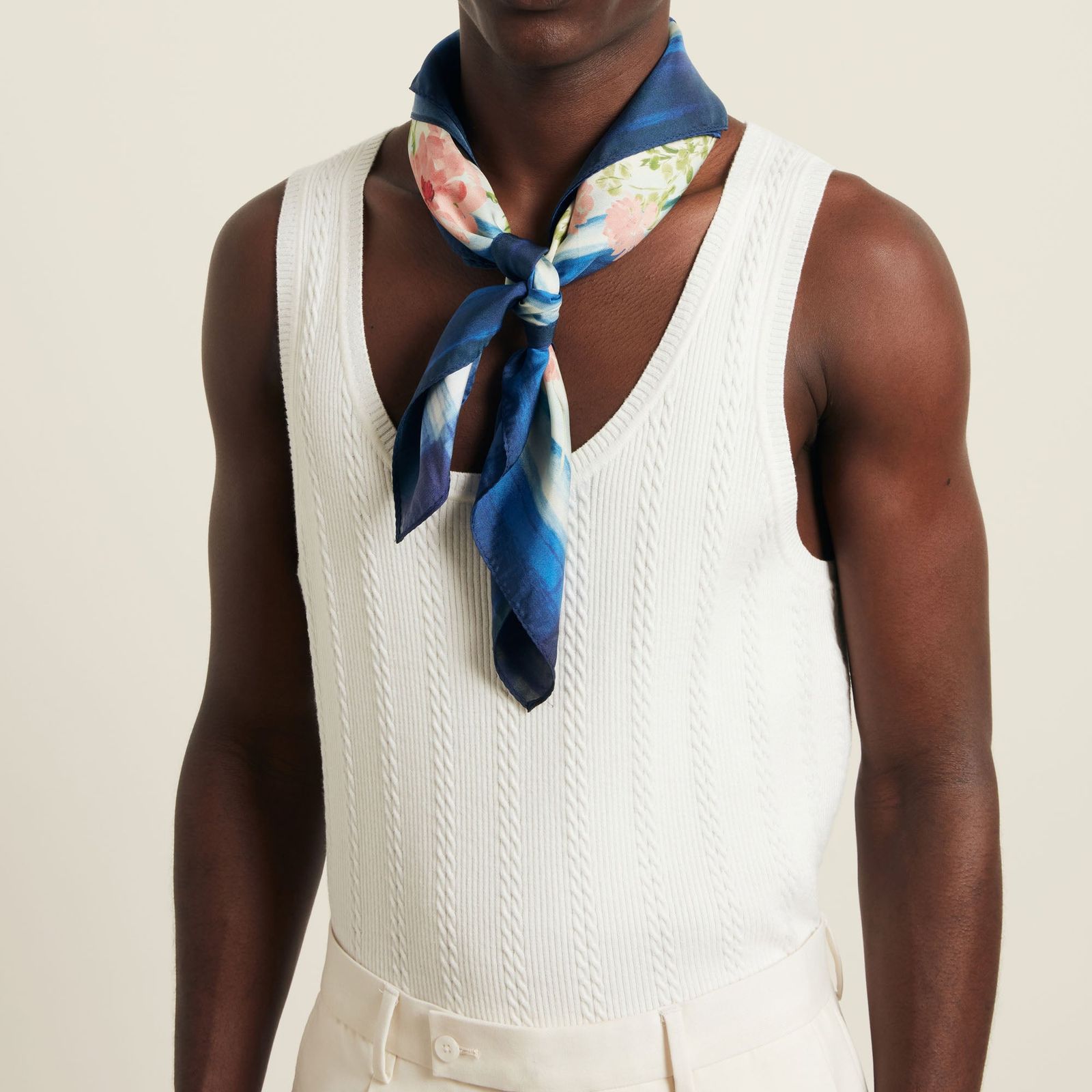 Bloom Silk Scarf - Blue