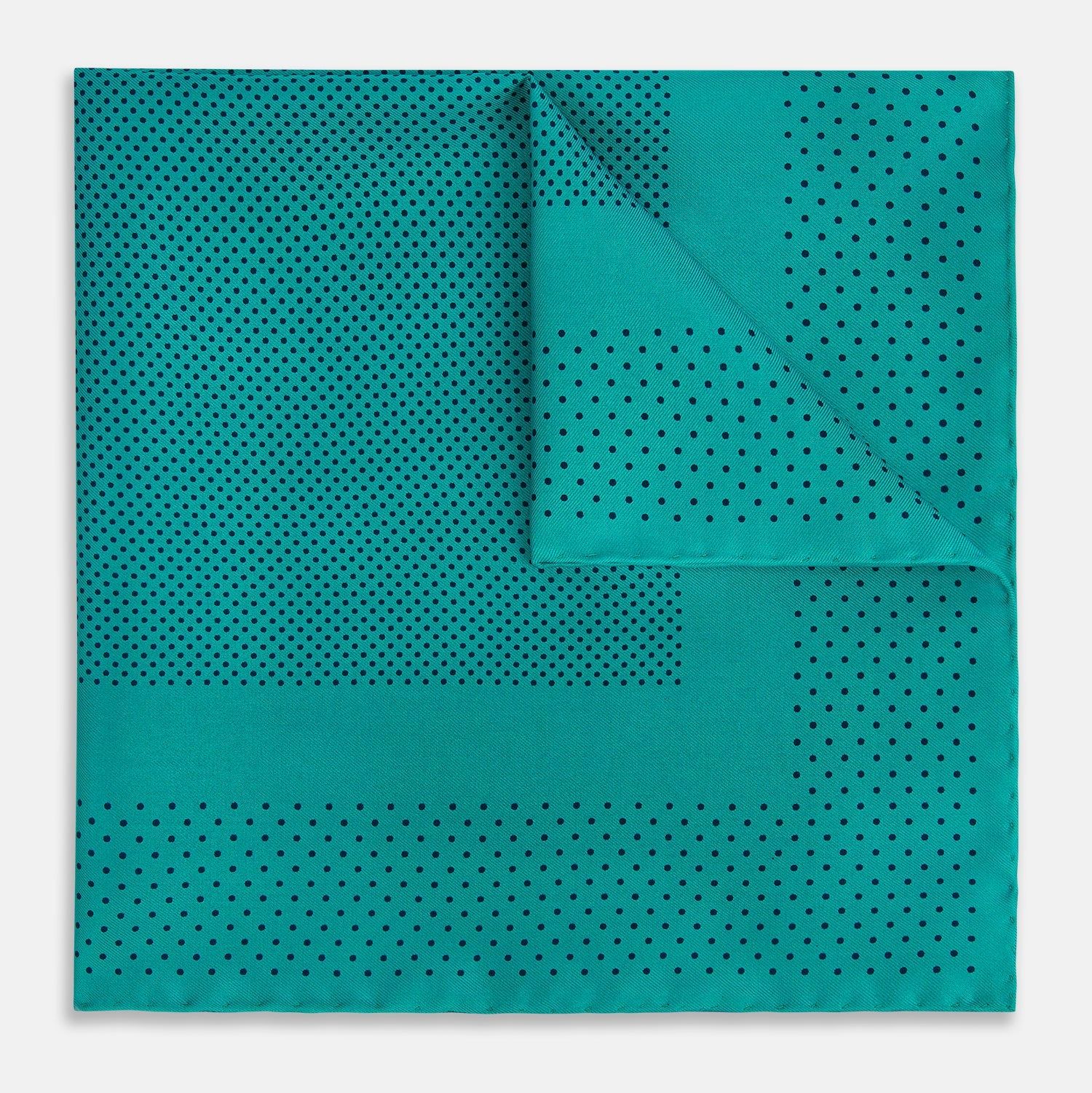 Petrol Green Dot Silk Pocket Square