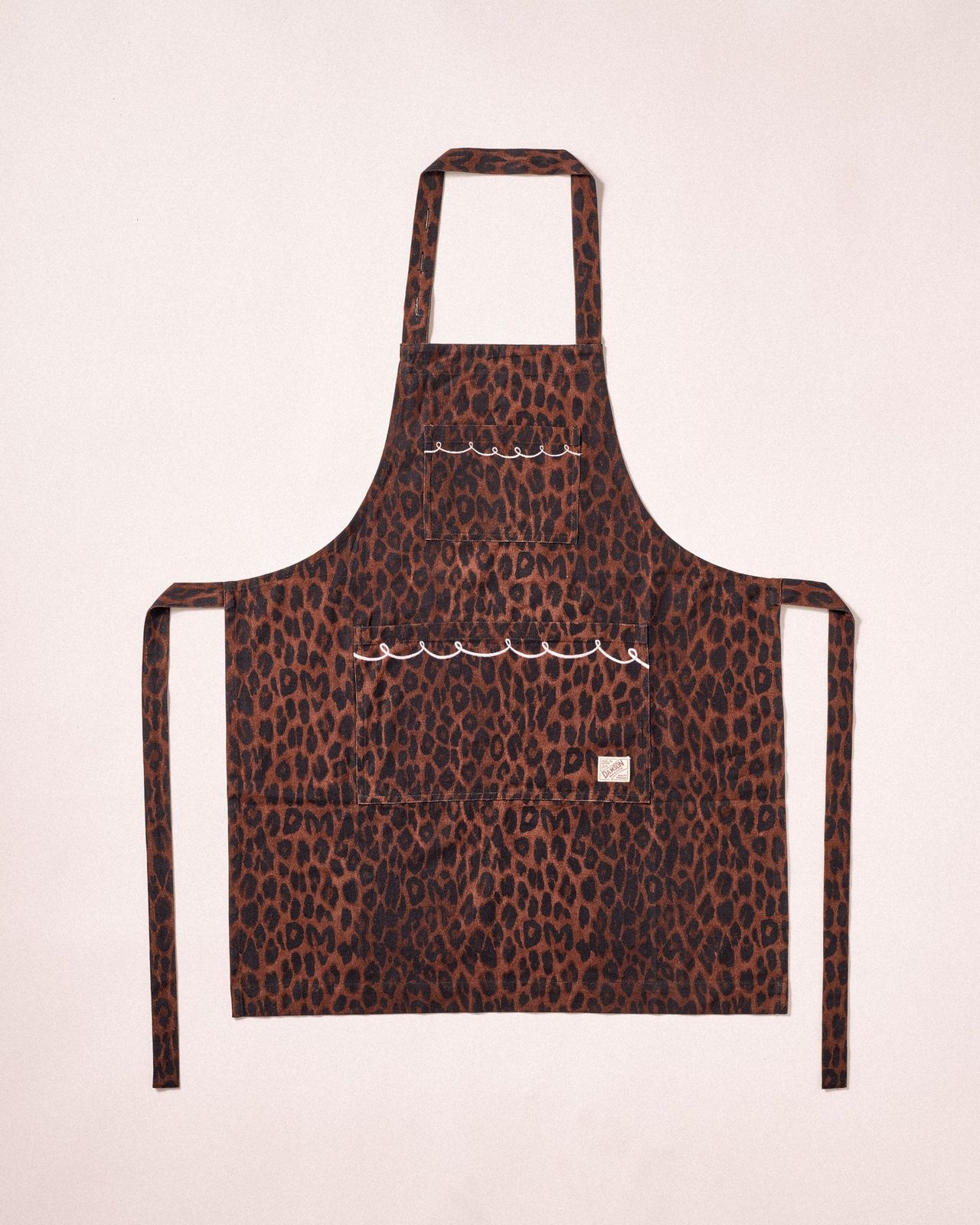 Embroidered Apron- Dark Leopard