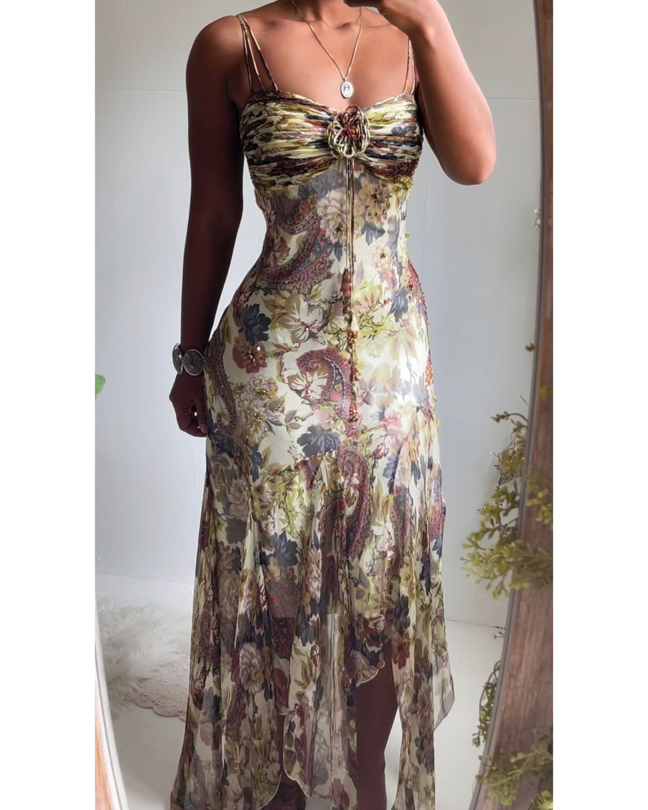 Rare Vintage Y2K Paisley Boho Silk Fairy Dress