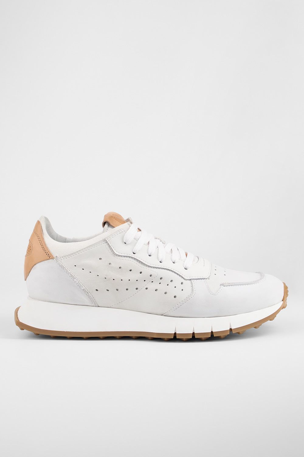 PEARCE limestone-white nubuck runners.