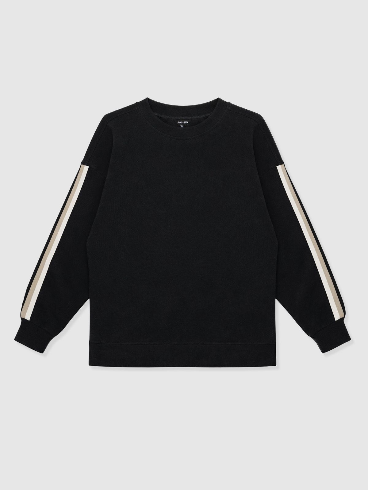 Hoxton Sweatshirt - Black - Cream/beige Stripe