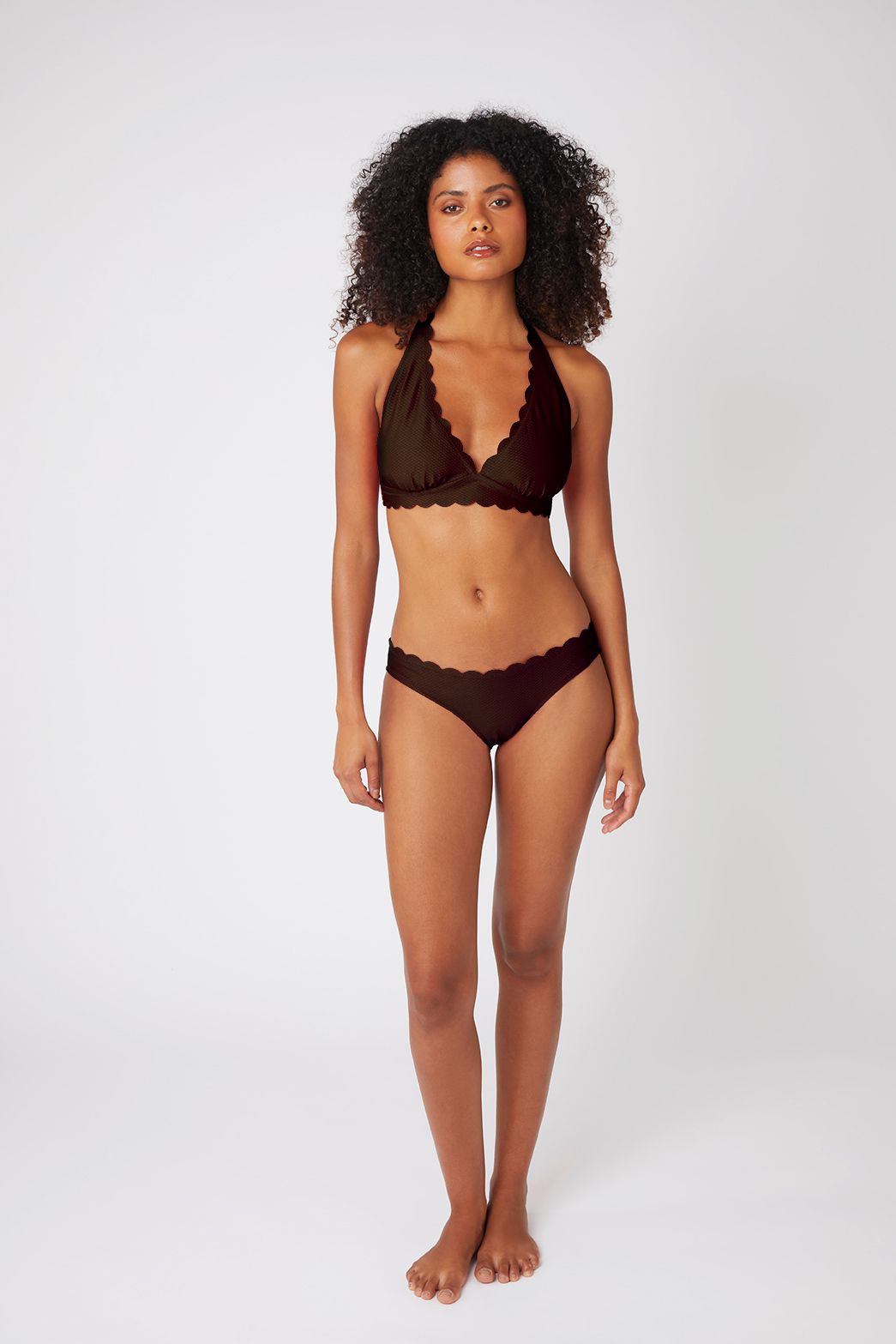Brown Scallop Halterneck Bikini