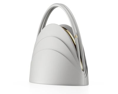 Medium Millefoglie handbag. Light Pisa-grey calfskin and malachite gemstone. 24k gold-plated jewellery accents.