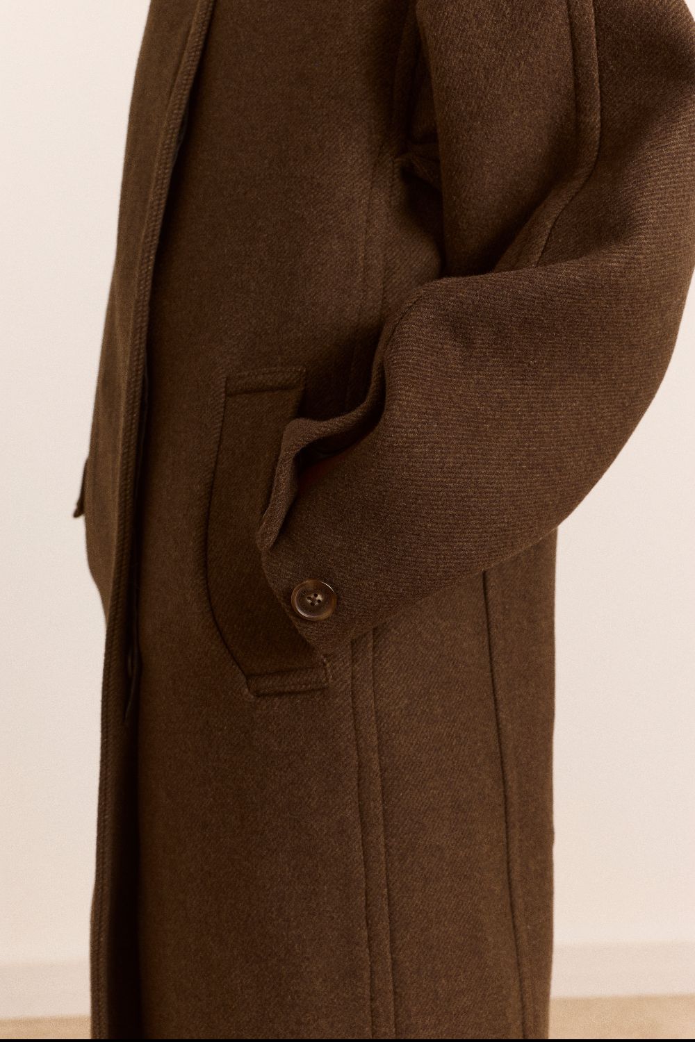 Agnes Wool Blend Coat- Chocolate