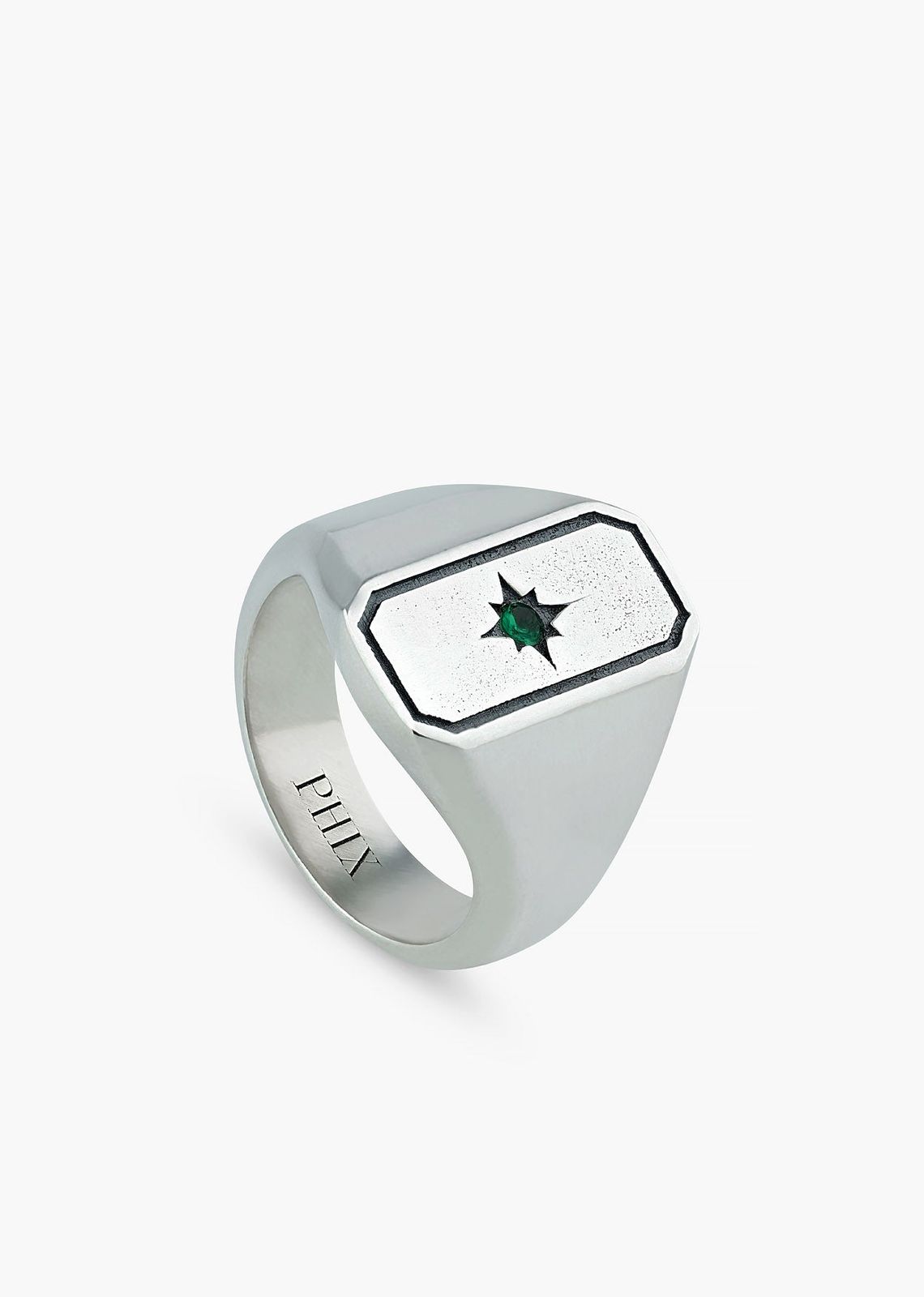 Silver Geometric Star Signet Ring