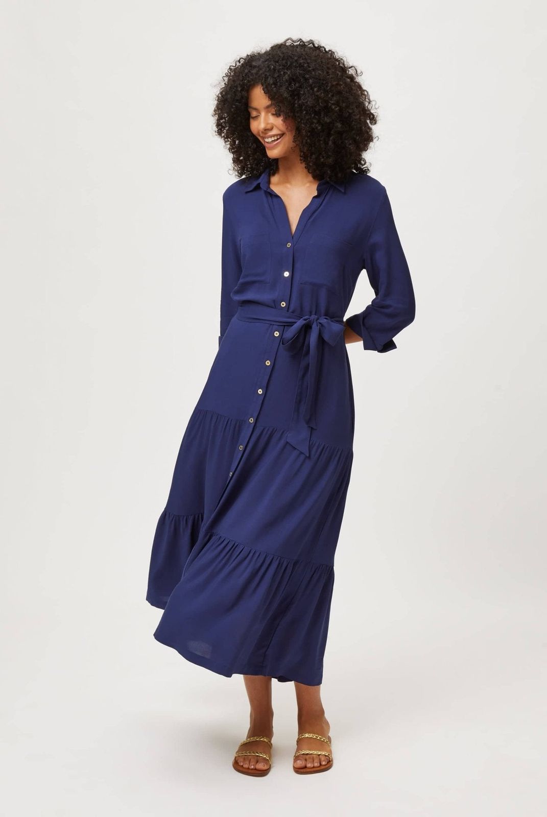 Navy Maxi Shirt Dress