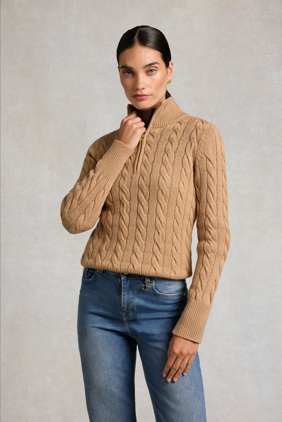 Bourton Quarter Zip Knit (Camel)