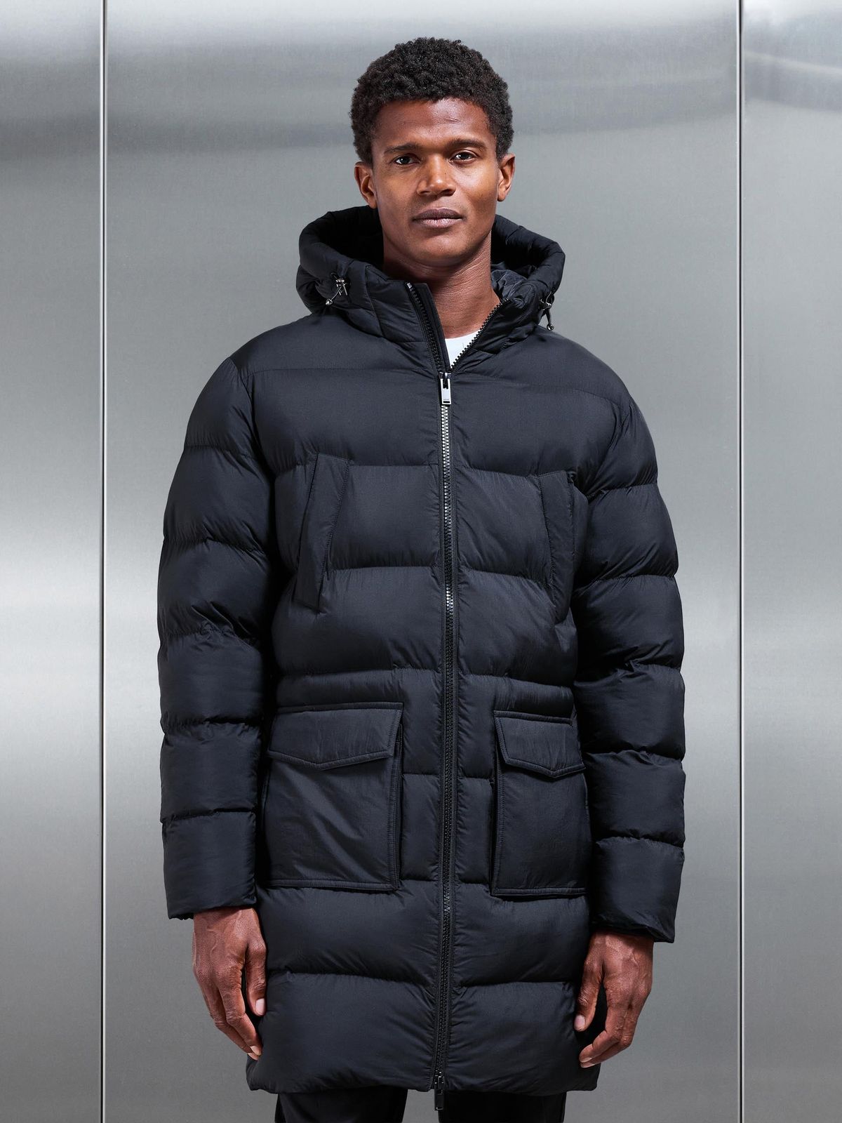 Mid Length Puffer Parka in Black