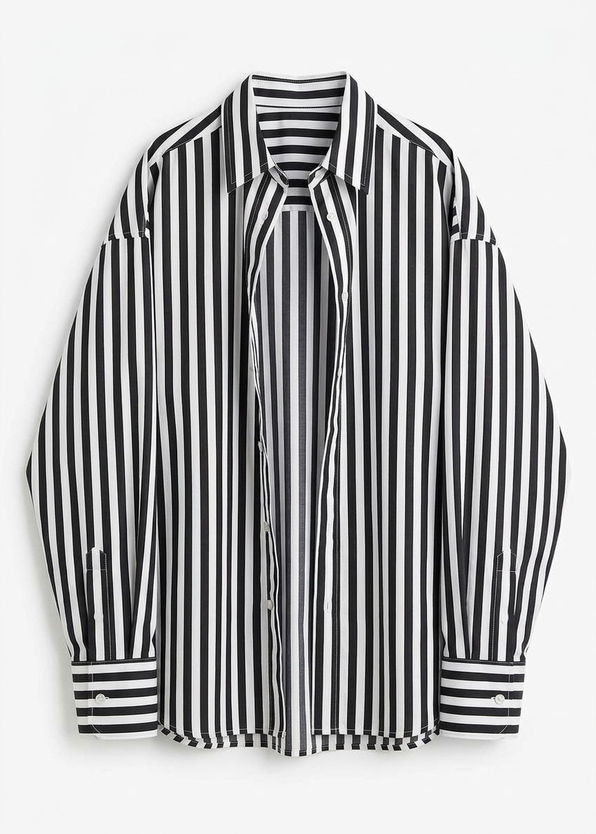 Sylvia Oxford Shirt - Black/white Stripe