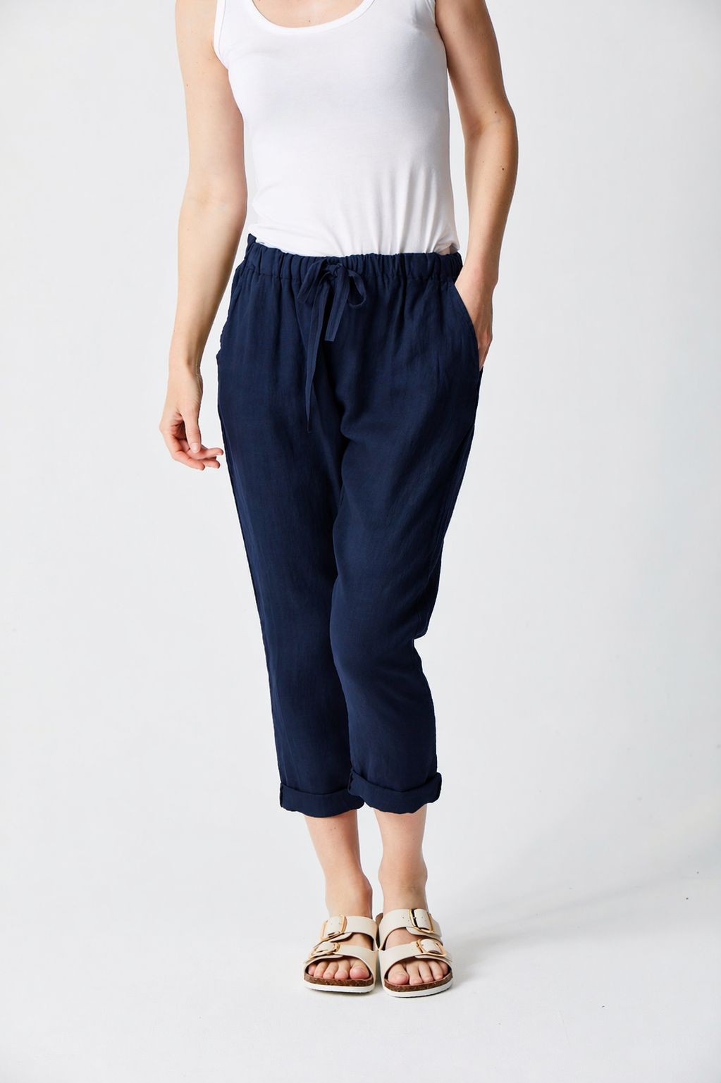 Mikey Tapered Linen Pants