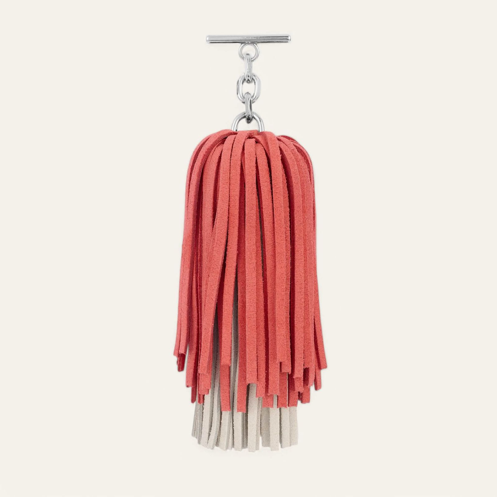 Gemini Pompom | Coral Off White with Silver hardware