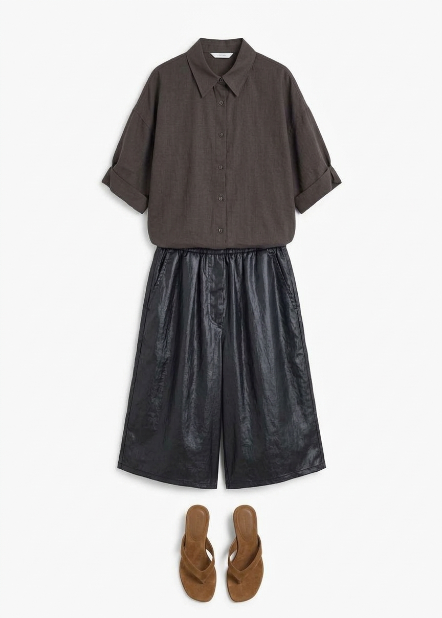 Beslon Leather-effect Bermuda Shorts - Black