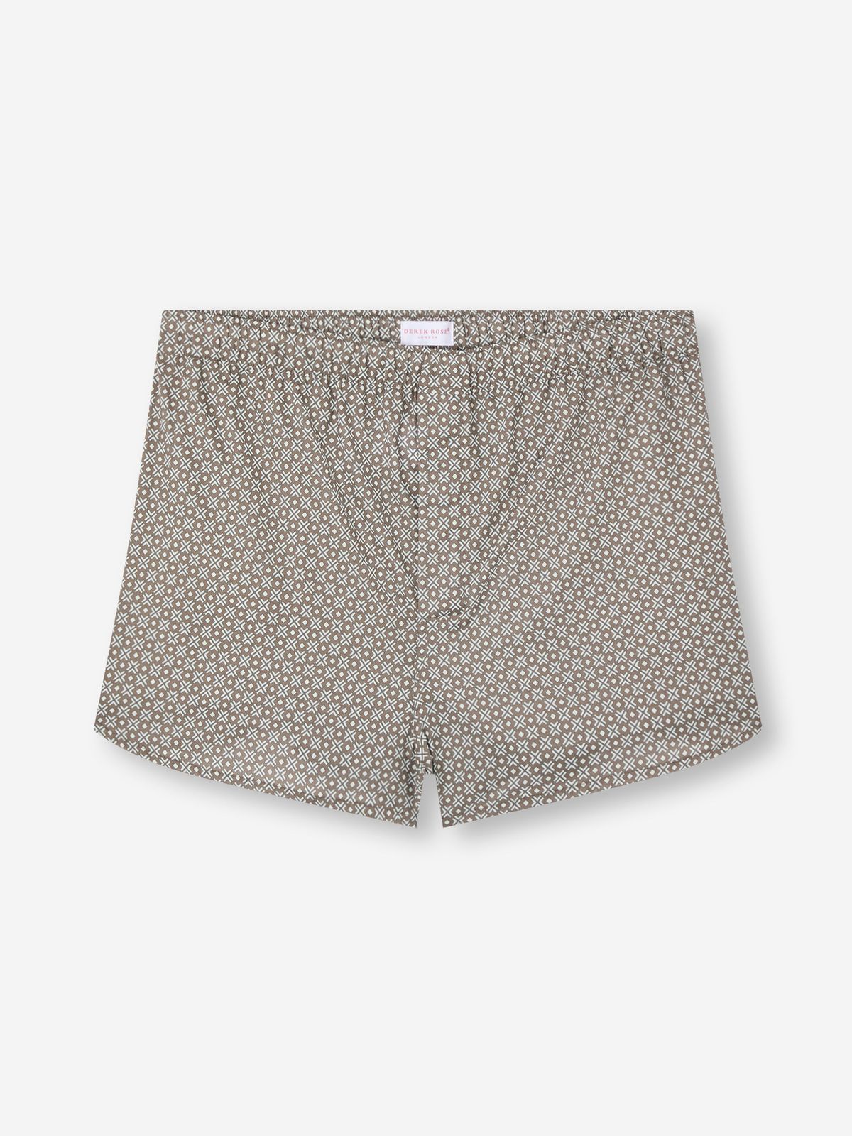 Ledbury Cotton Batiste Modern Fit Boxers Taupe London Geo Cross