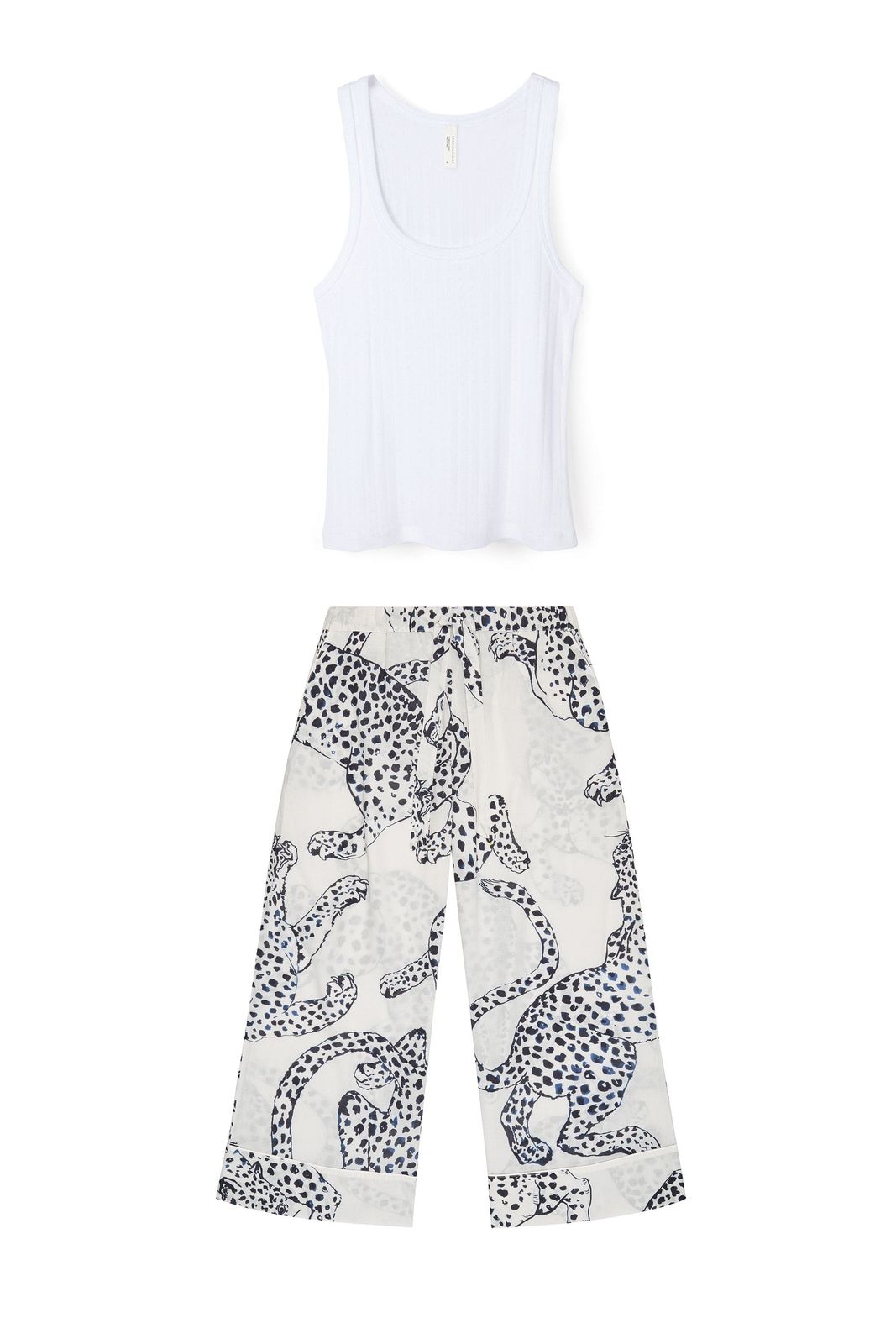 Tank Top & Wide Leg Trouser Set White/the Jag Print Cream
